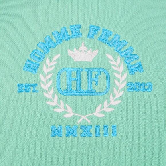 HOMME + FEMME NWT EMBROIDERED ROYAL CREST CREWNECK GREEN MSRP $198 Large *NEW* - Picture 2 of 8